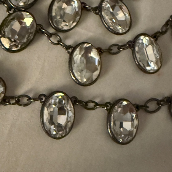 Chico's Dark Chain Necklace with Clear Stones - Picture 2 of 6